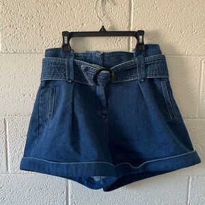 Sezane Rome Short Pleated Front Belted Jean Shorts Eu size 38/ US 6